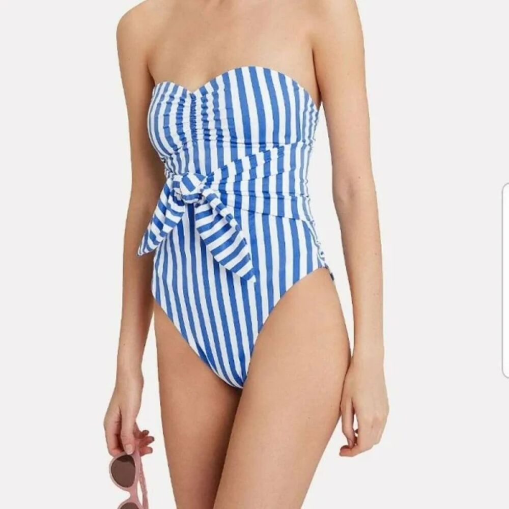 Onia Swimsuit Women's sz XS Blue White Cabana Stripe Capri WeWoreWhat One Piece